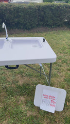 Table de camping pliante avec 2 éviers – Robinet rotatif 360° – Robinet en acier inoxydable – Dimensions 101,5 x 65,5 x 107,5 cm  ⚠️⚠️ à commander seul et en livraison à domicile ⚠️⚠️