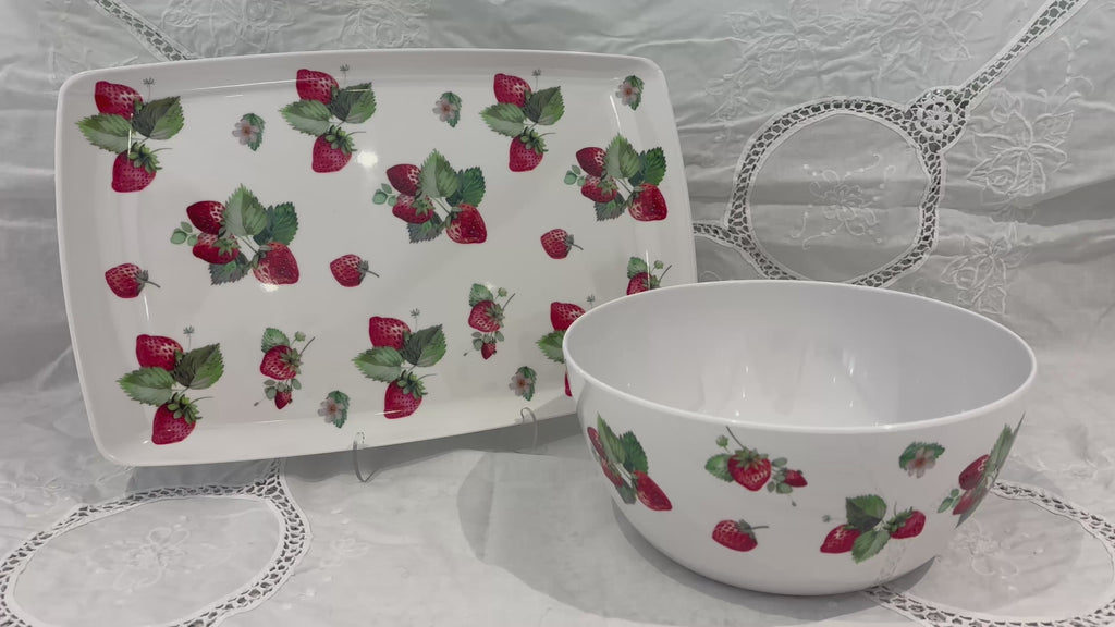 Ensemble Fraise Plateau & Saladier en Mélamine