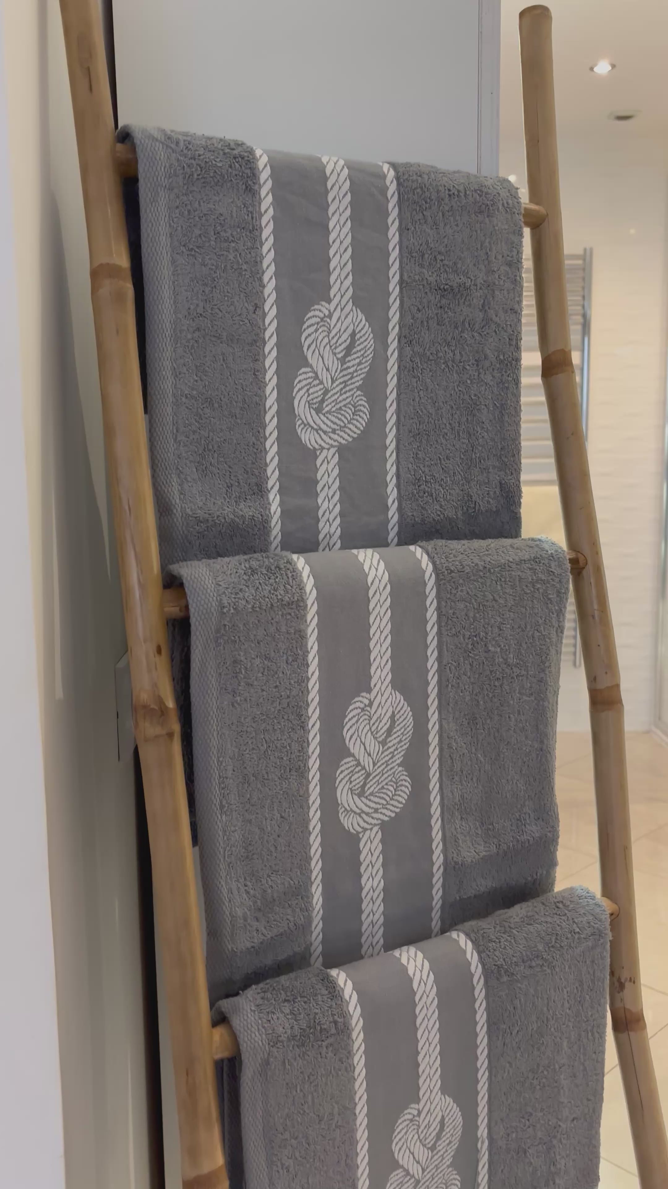 3 Draps de bain 70x140 - Corde Gris - 1OO% Coton