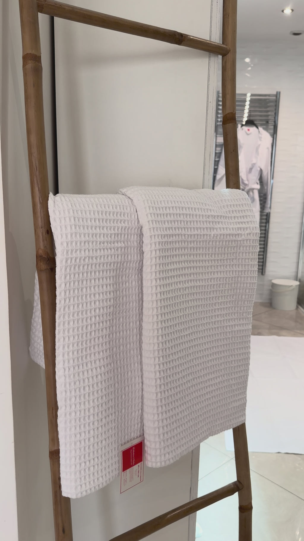 2 MAXI draps de bain 80x160cm en GROS nid d’abeilles Blanc